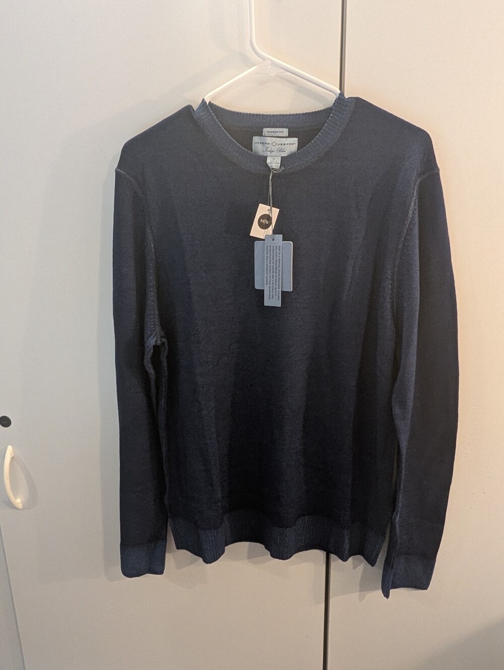 Joseph Abboud Men's Large Indigo Blue Crewneck Wool  Sweater NWT
